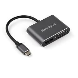 StarTech 2-in-1 USB-C to DisplayPort or VGA Adapter M/F 4K Black