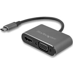 StarTech 2-in-1 Aluminum USB-C to VGA and HDMI Adapter M/F 4K Space Grey