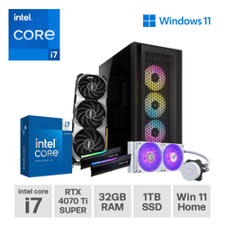 Gaming Express Intel i7 14700KF RTX 4070Ti Super 32GB RGB Ram 1TB SSD 850W Win 11 Home Gaming PC