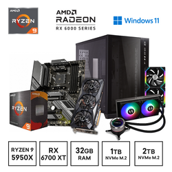 Gaming Express AMD Ryzen 9 5950X RX6700XT 1TB & 2TB NVMe SSD Windows 11 RGB Gaming PC