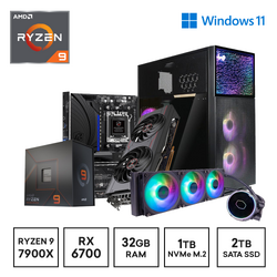 Gaming Express AMD Ryzen 9 7900X RX 6700 1TB NVMe & 2TB SATA SSD B650M Windows 11 RGB Gaming PC