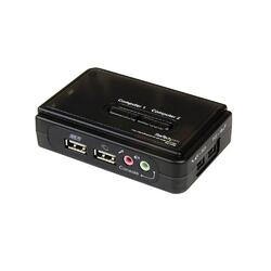 StarTech 2 Port Black USB KVM Switch Kit with Audio and Cables