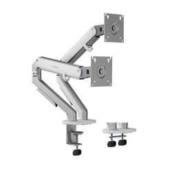 Humanmotion Dual Screen Aluminum Steel Monitor Arm for up to 17in-32in 2-9kg - Matte Silver (T6-2G)