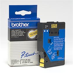 Brother TC-601 12mm Black On Yellow TC Tape