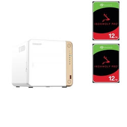 Bundle - Qnap TS-462-4G 4 Bay Diskless NAS + 2x Seagate IronWolf Pro 12TB 7200 RPM Hard Drive