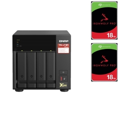 Bundle - Qnap TS-473A-8G 4 Bay Diskless NAS + 2x Seagate IronWolf Pro 18TB 7200 RPM 3.5" SATA NAS Hard Drive