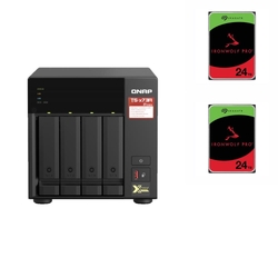 Bundle - Qnap TS-473A-8G 4 Bay Diskless NAS + 2x Seagate IronWolf Pro 24TB 7200 RPM 3.5" SATA NAS Hard Drive